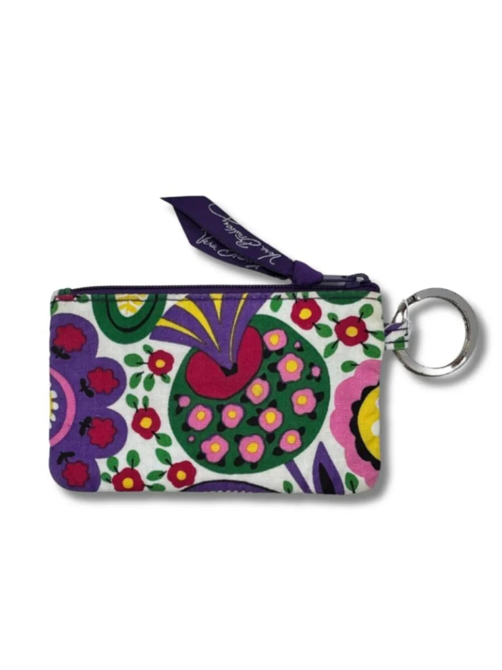 Vera Bradley Viva La Vera Zip ID Case Retired Y2K Floral Wallet Keychain